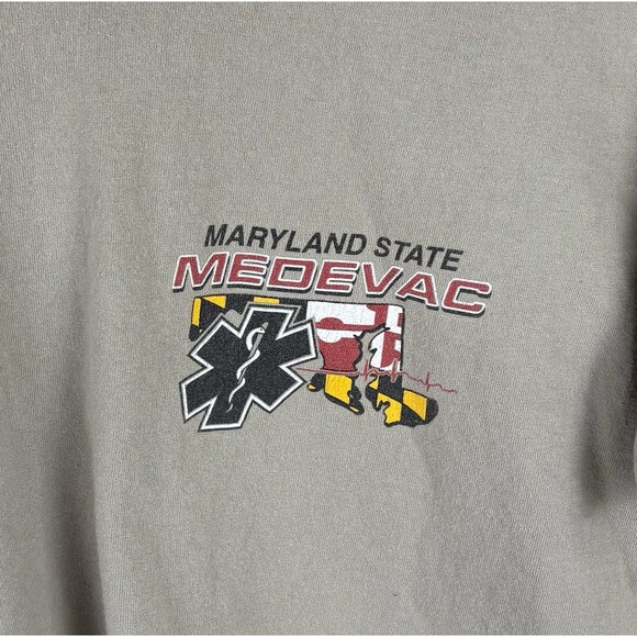 Vintage Y2K Maryland State Medvac Graphic T-Shirt / Beige / Size XL - Picture 7 of 7